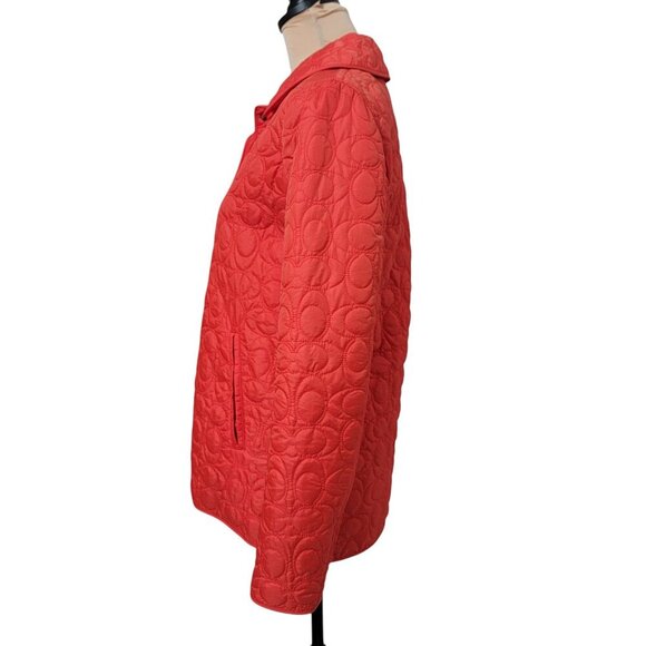 Coach Size S Pomegranate Orange Red Lightweight Quilted Jacket, Gently Used Cond - Picture 5 of 14